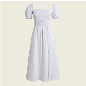 BNWT J. Crew blue stripe shirt sleeve smocked dress